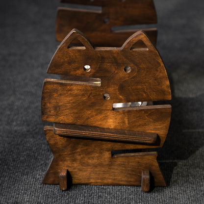 slow feeder cat bowl, color wenge, side view