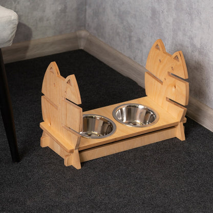 cat feeding station, color clear, right view
