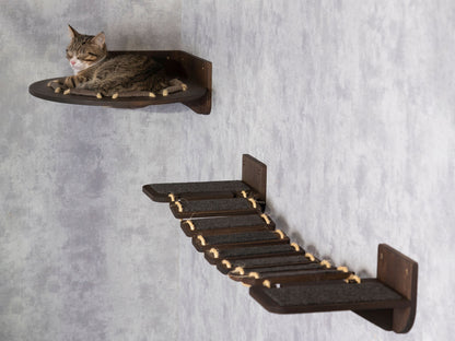 cat hammock, donut cat bed, cat bridge, wall cat shelves, cat steps for wall, side view