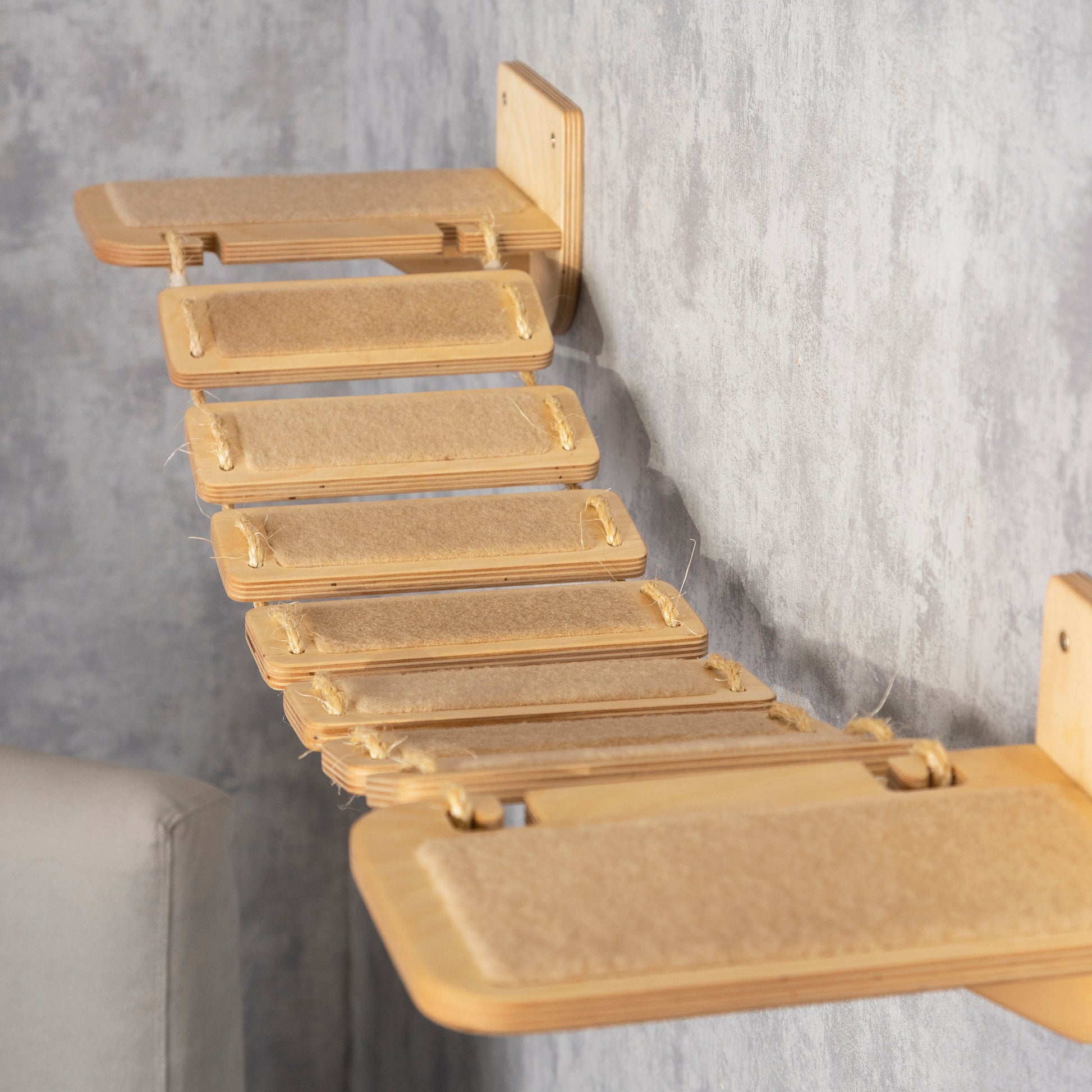 cat bridge, wall shelves