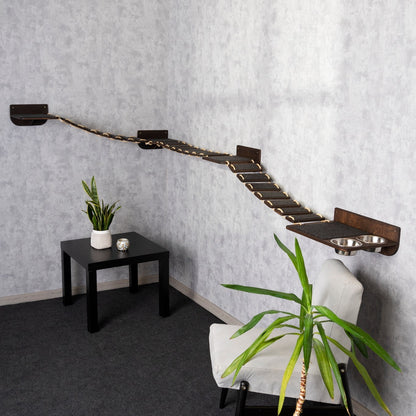 cat feeding station, cat bridge, cat furniture, cat walkway, cat shelves wall