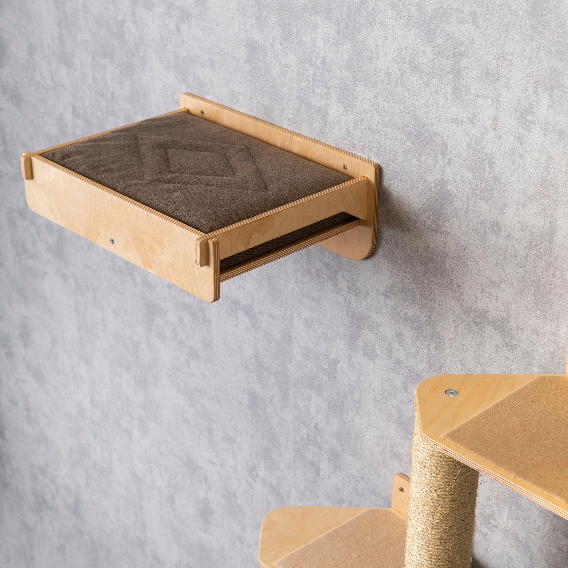 cat furniture - cat bed and cat pillow, cat scratching post, elevated cat bed