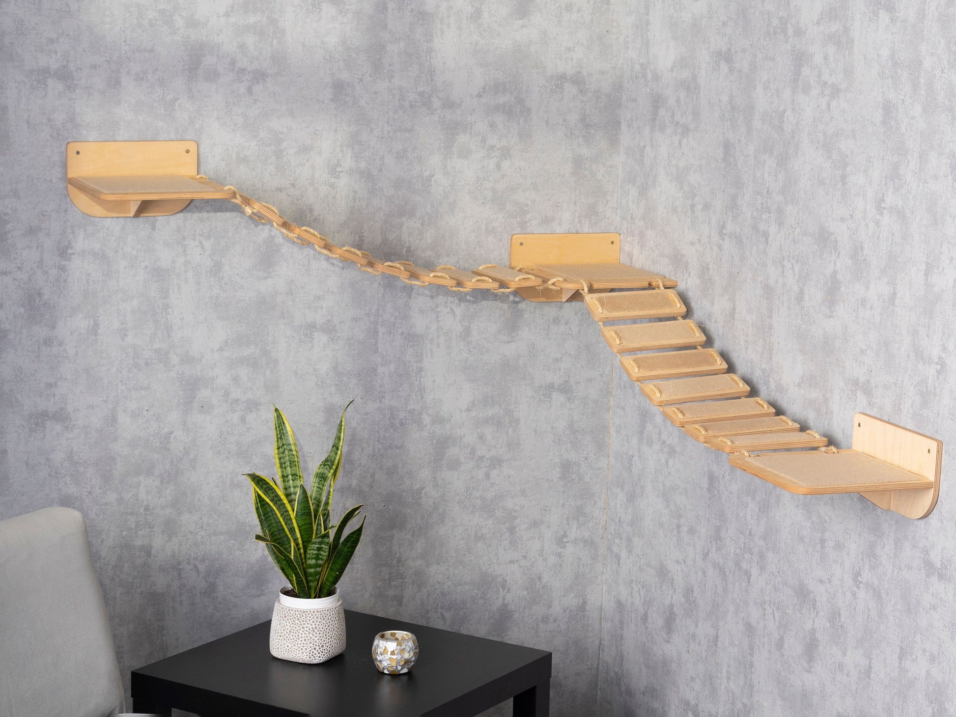 wall shelves, cat bridge, cat climbing wall, naturel color