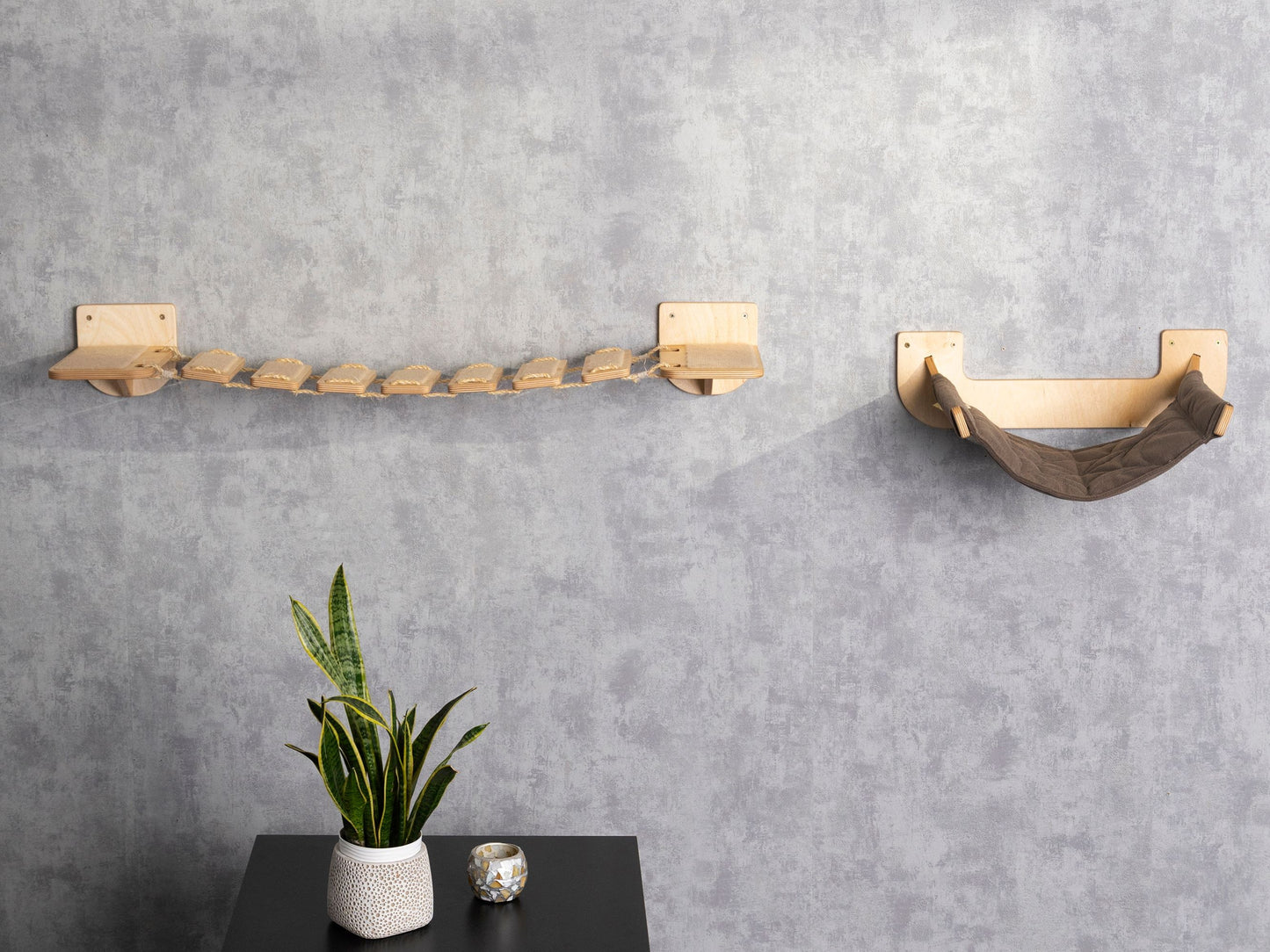 cat hammock, elevated cat bed, cat shelves, cat wall shelves, cat bridge