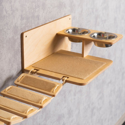 cat feeding station, slow feeder cat bowl, cat feeding station, cat bridge, ladder shelf