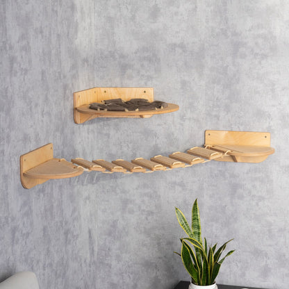 cat wall furniture - cat hammock,cat bridge, cat shelves for wall, cat climbing wall, color cltar