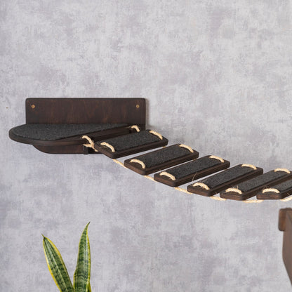 cat wall shelf, cat bridge, cat walkway, color wenge, front view