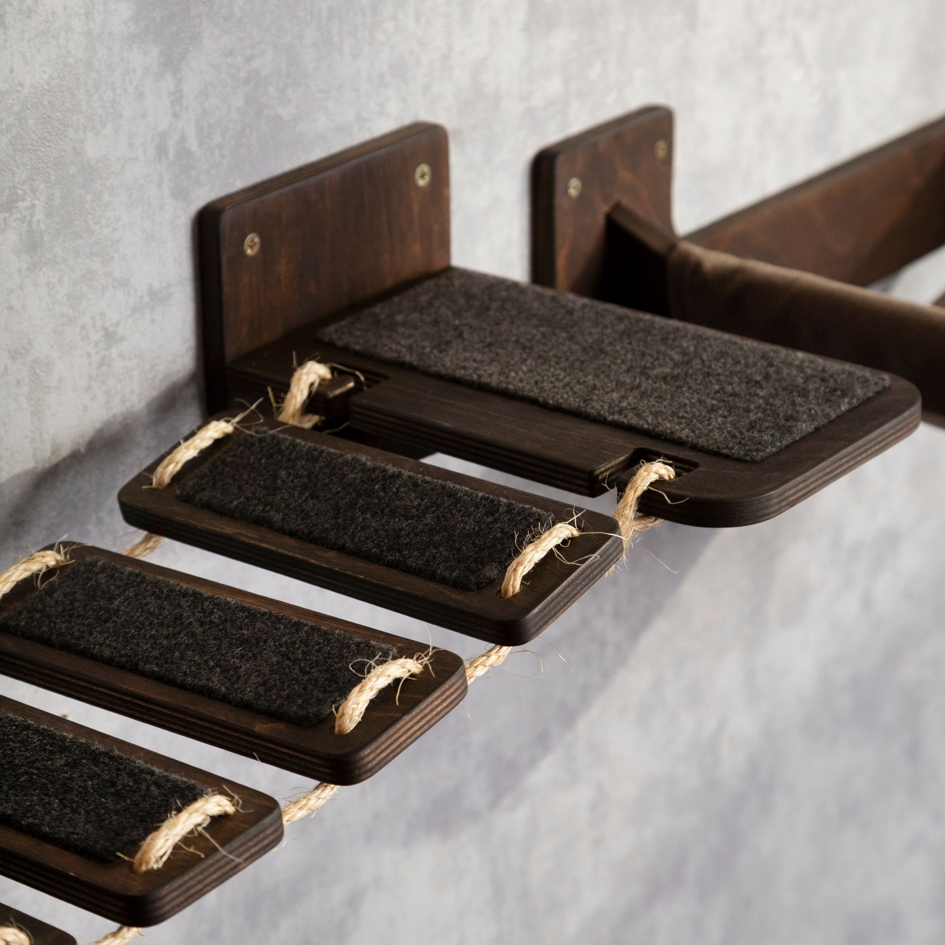 cat wall shelves, cat bridge, cat steps for wall, color wenge