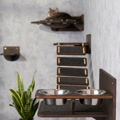 cat wall shelves, cat slow feeder, pet steps, cat food bowl, cat bridge, donut cat bed, wall shelves