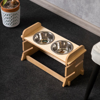 cat feeding station, dog feeder, color clear, top view