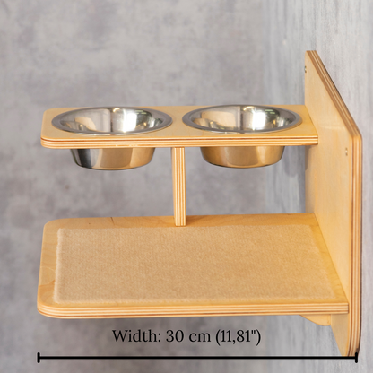 cat feeding station, color clear, right view