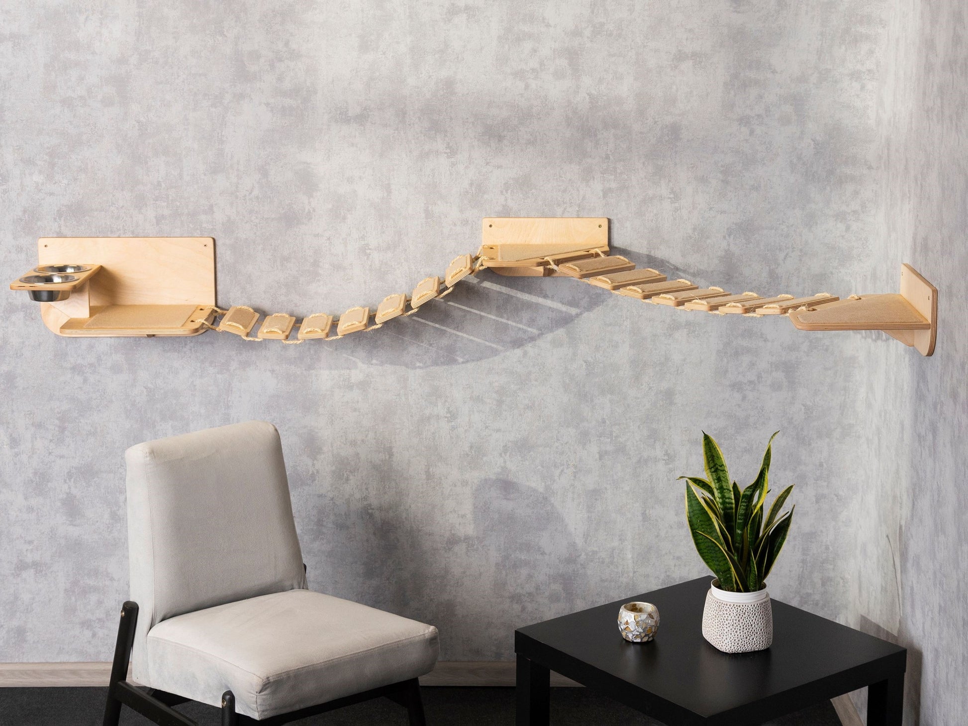 cat shelves wall, slow feeder cat bowl, cat bridge