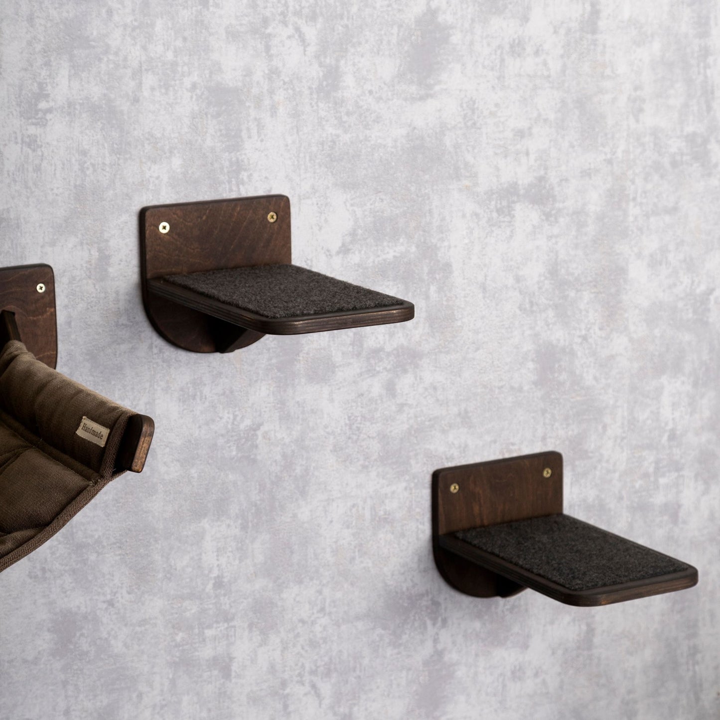 cat wall shelves, color wenge